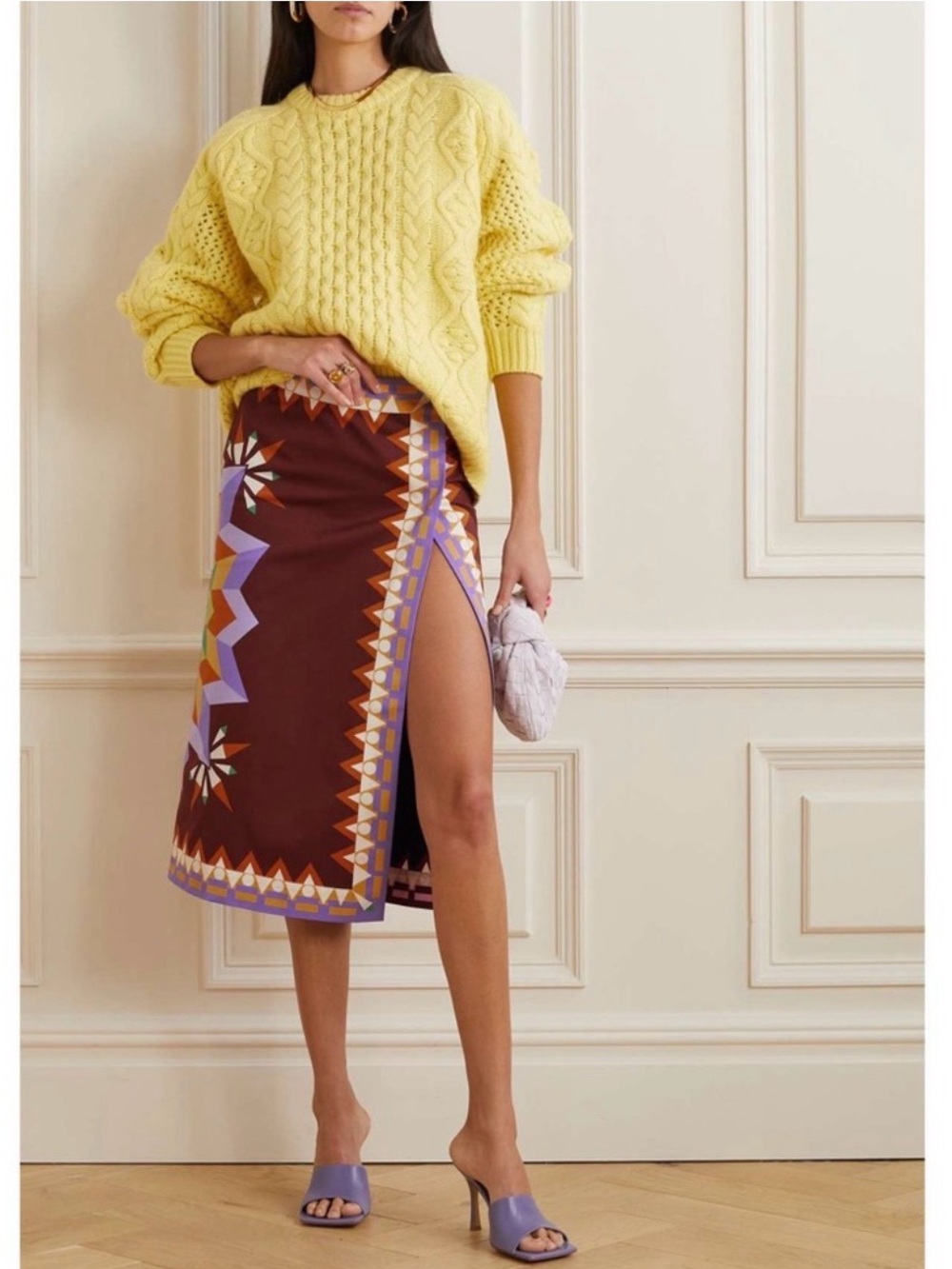 LA DoubleJ Reversible Printed Stretch Cotton Twill Midi
Skirt Sunset